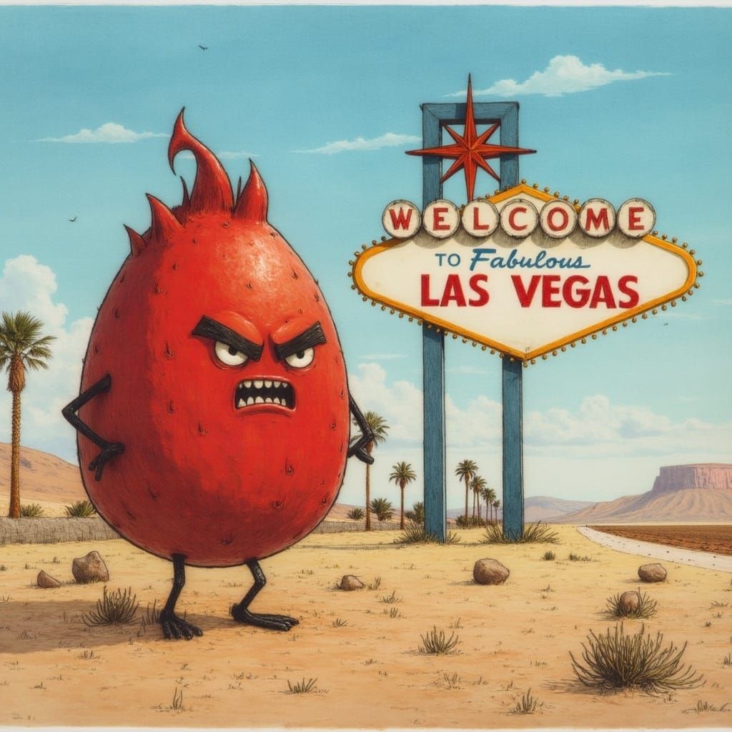 Red Hot Angry Egg in Las Vegas, Digital Art