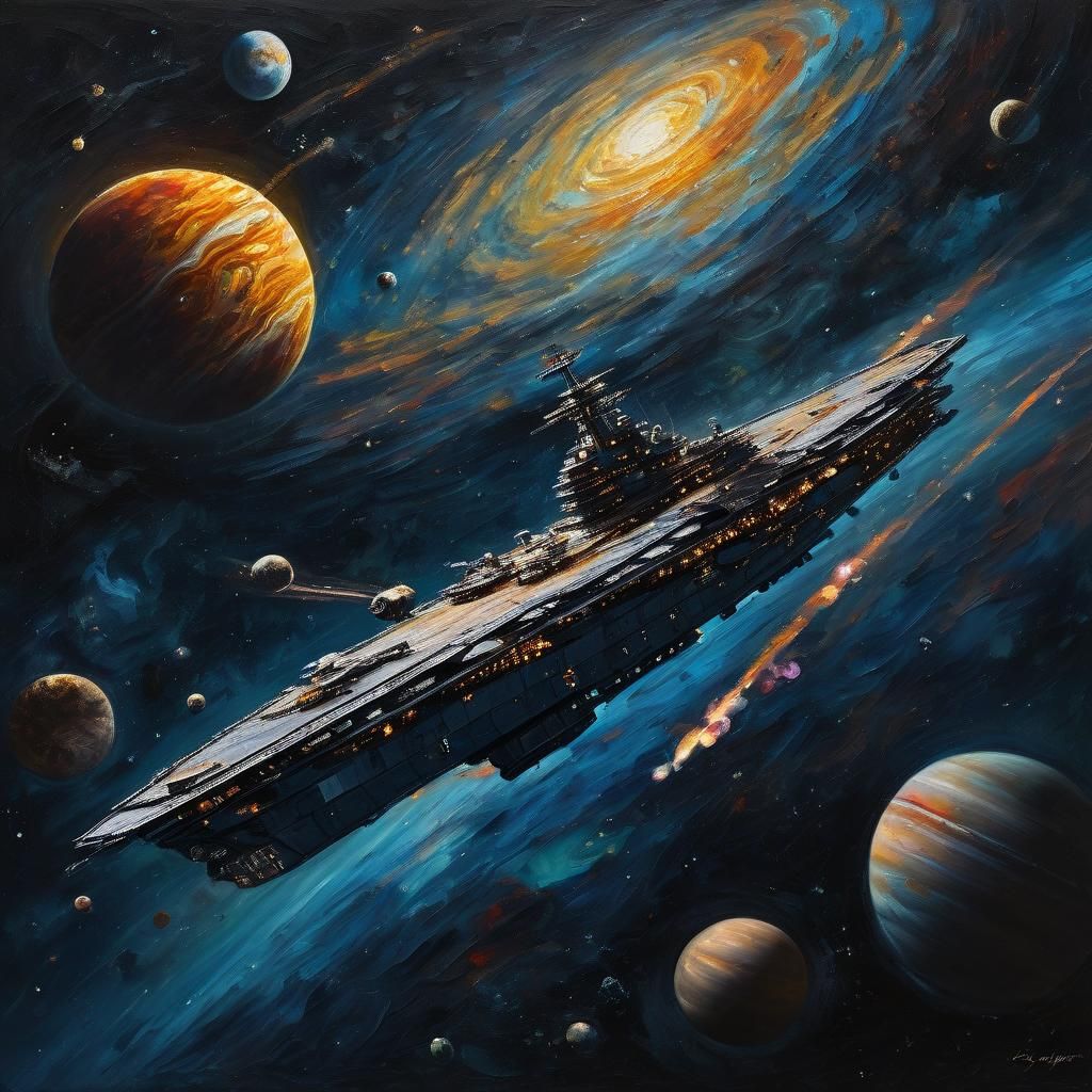 A Battleship Sails Through the Golden Hour of the Solar Syst...