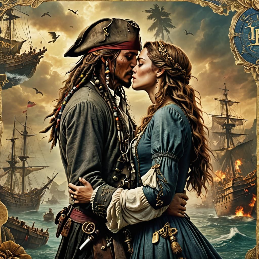 Jack Sparrow and Elizabeth Swann: Movie Poster Art