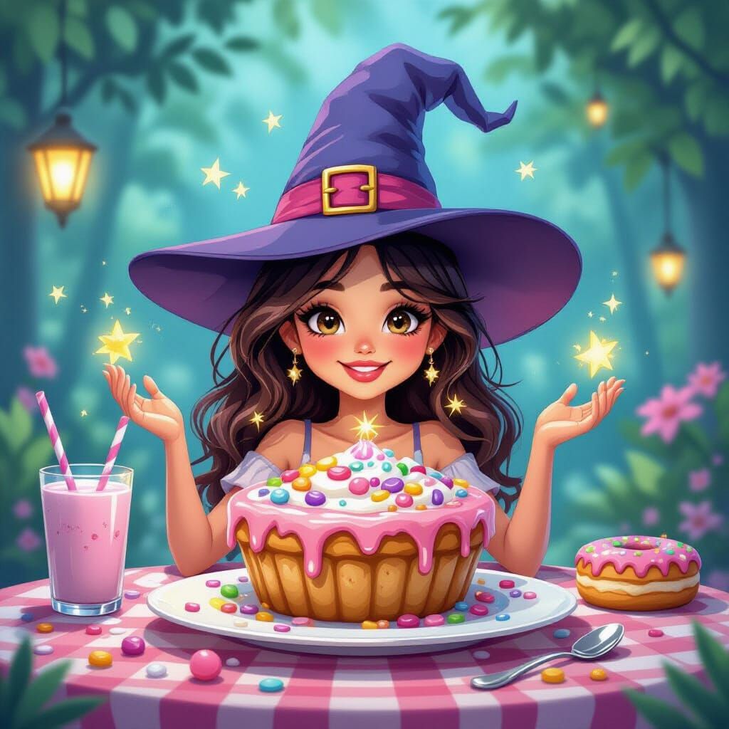 Magical Candyland Food for Witches in Candy Art Style