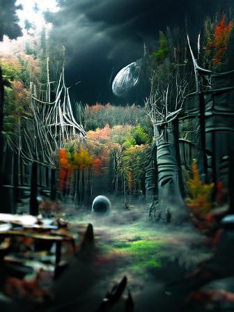 Haunted Woods Meet Outer Space: Matte Painting