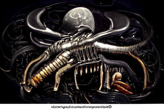 Xenomorph on Distant Moon in Giger Style