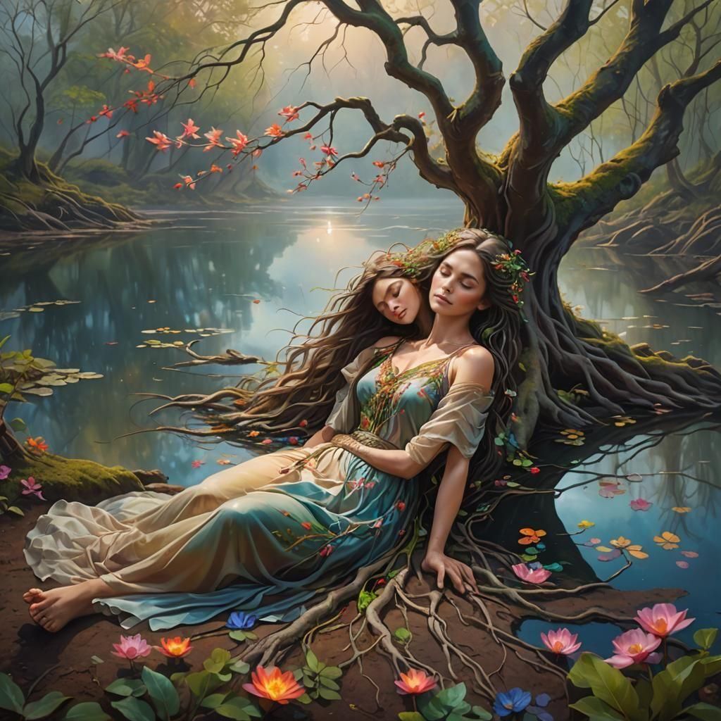 Woman Transforms to Earth: Fantasy Art