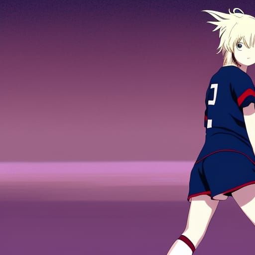 Emo Goth Soccer Girl in Anime Style