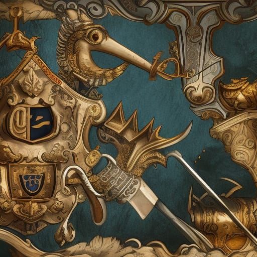 PG king's mediaeval blazon for a mercenary guild serving their own interest and making contracts for kingdoms