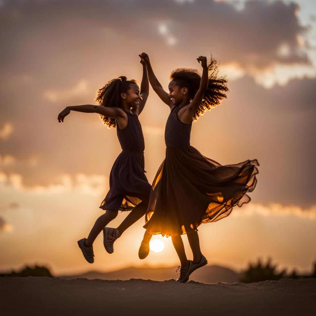 Children Dancing in Sunset: Professional Photography