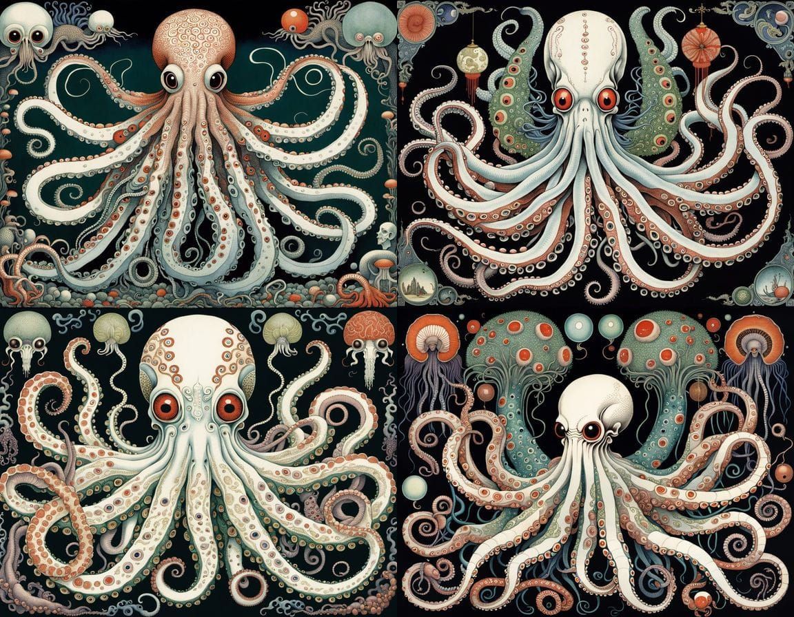 Surreal Octopus Peacock Anatomy Inspired by Nielsen & Larsso...