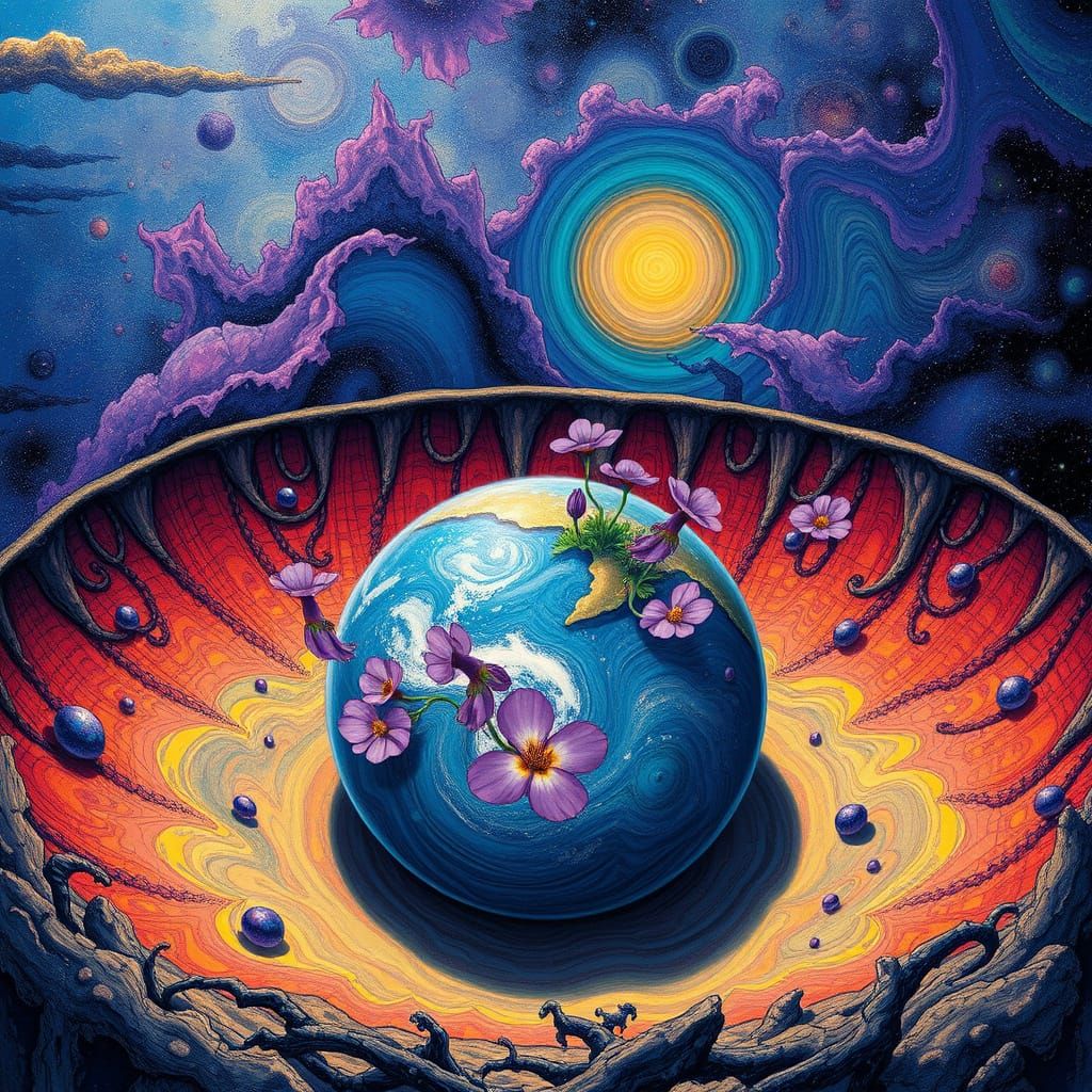 Surreal Psychedelic Landscape in Moebius Style