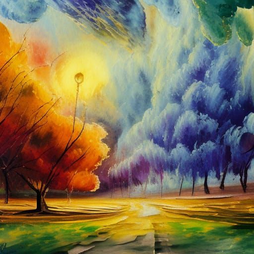 AI Self-Portrait in Gouache and Watercolor Style