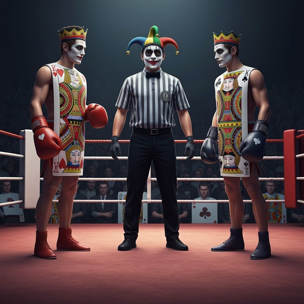 Joker Referee Oversees Card King Boxing Match