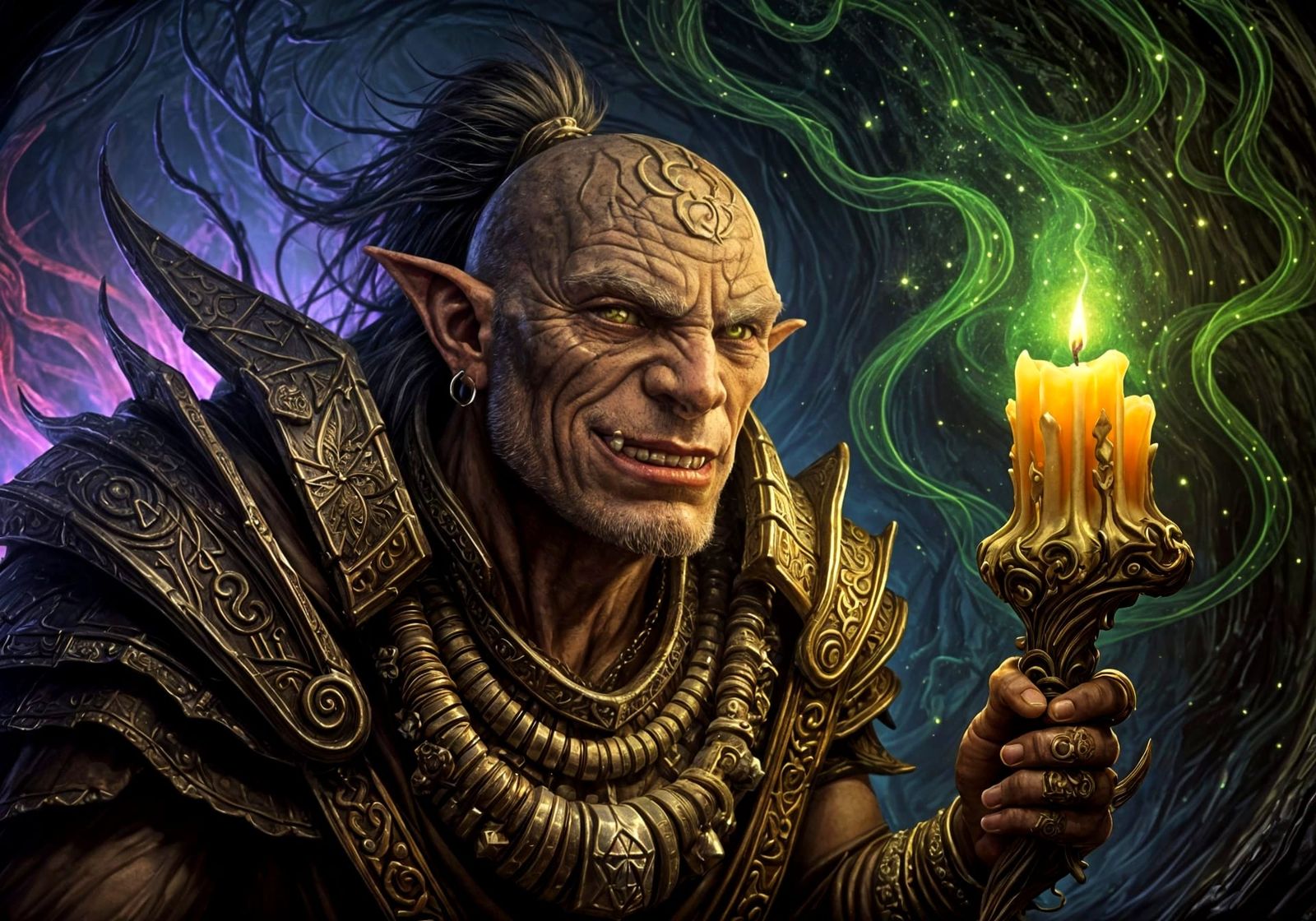 Surreal Orc Shaman in Mystical, Maximalist Cave Art