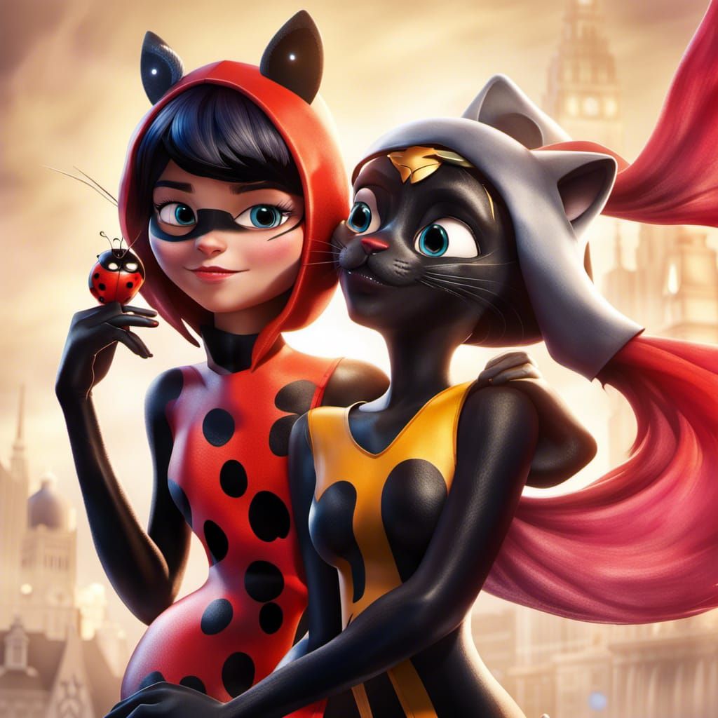 Ladybug and Cat Noir: Cartoon-Style Companions