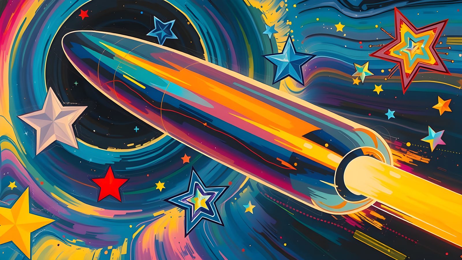 Surreal Cosmic Odyssey in Iridescent Splendor