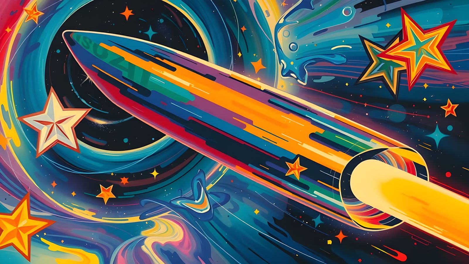 Surreal, Miraculous Landscape with Iridescent Colors and Dyn...