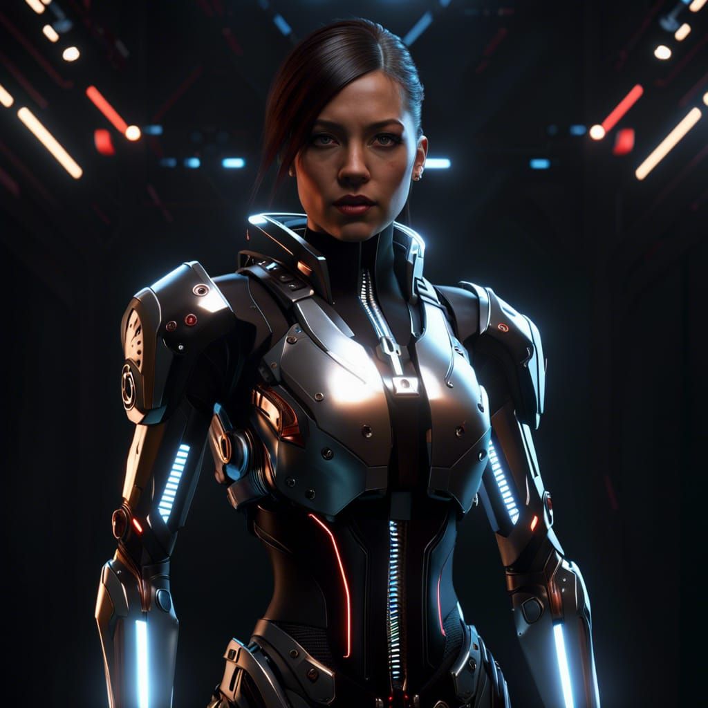 Detailed Portrait of a Cyborg Girl