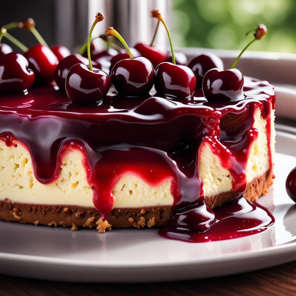 Luscious Cherry Cheesecake in Photorealistic Detail