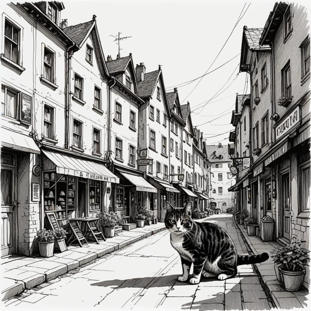 Town sketch cat