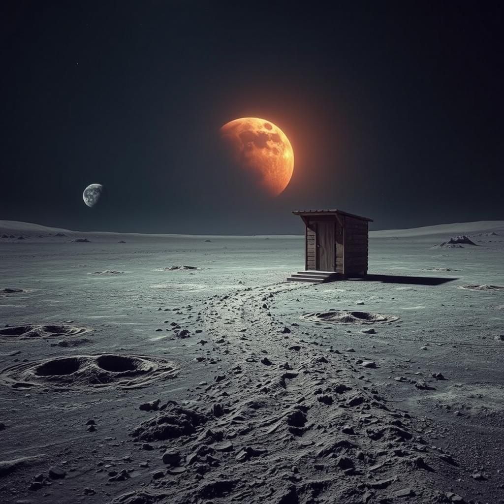 Lunar Outhouse: A Surreal Sci-Fi Landscape