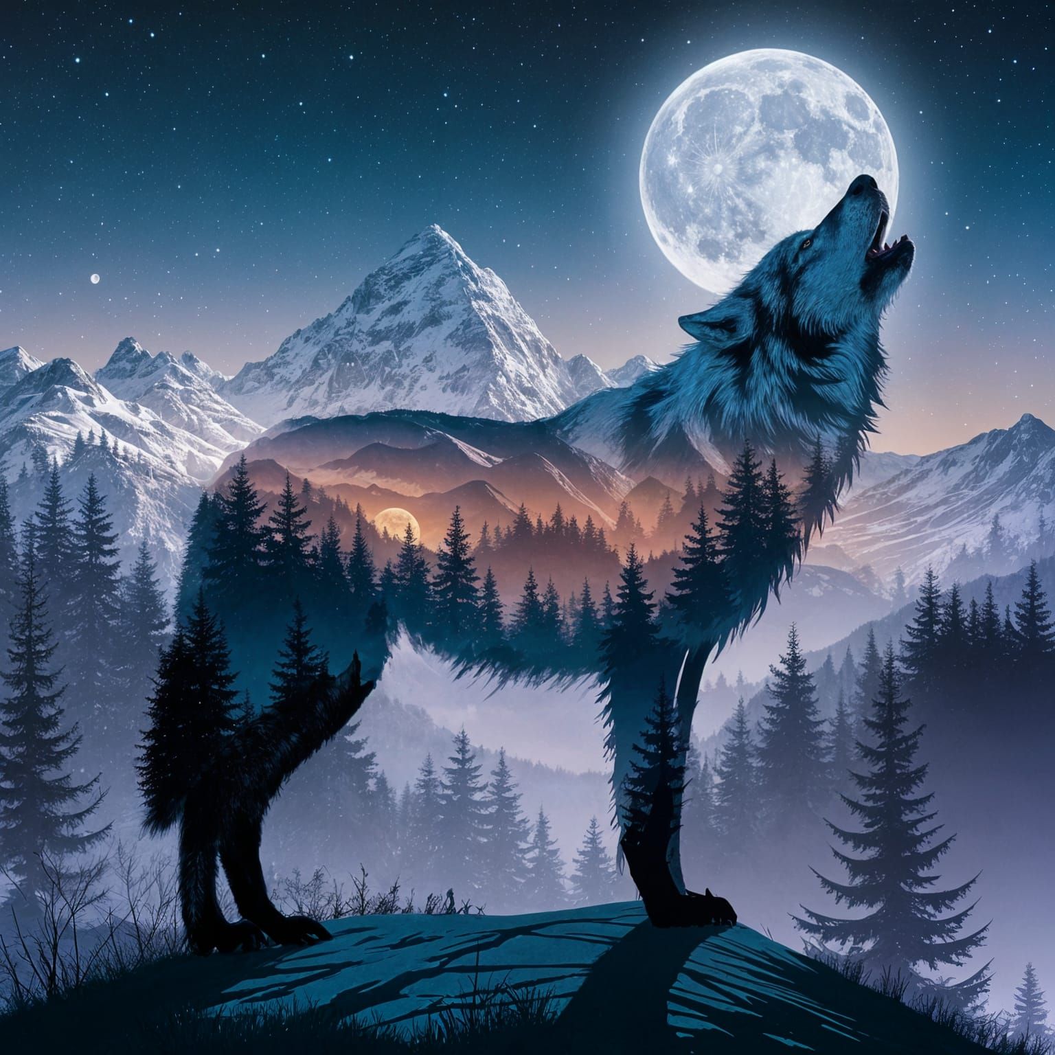 Wolf's Lament Under the Gothic Moon