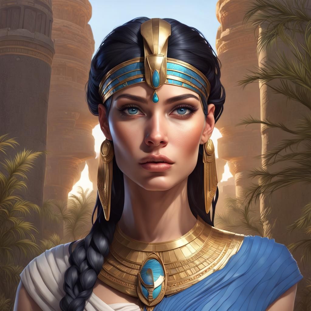 Ancient Egyptian Princess Portrait in Art Nouveau Style