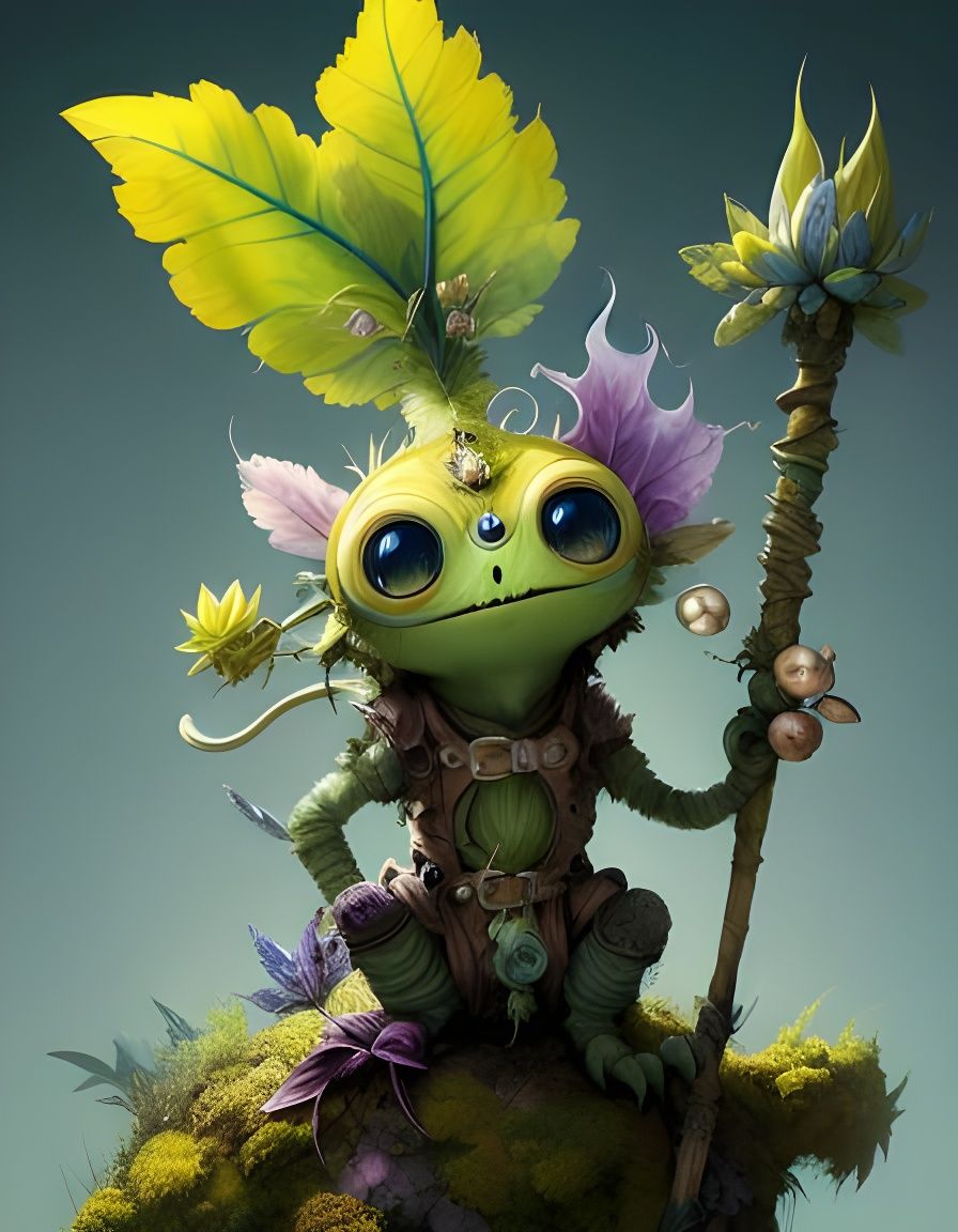 Fantasy Plant Creature Ready for Adventure