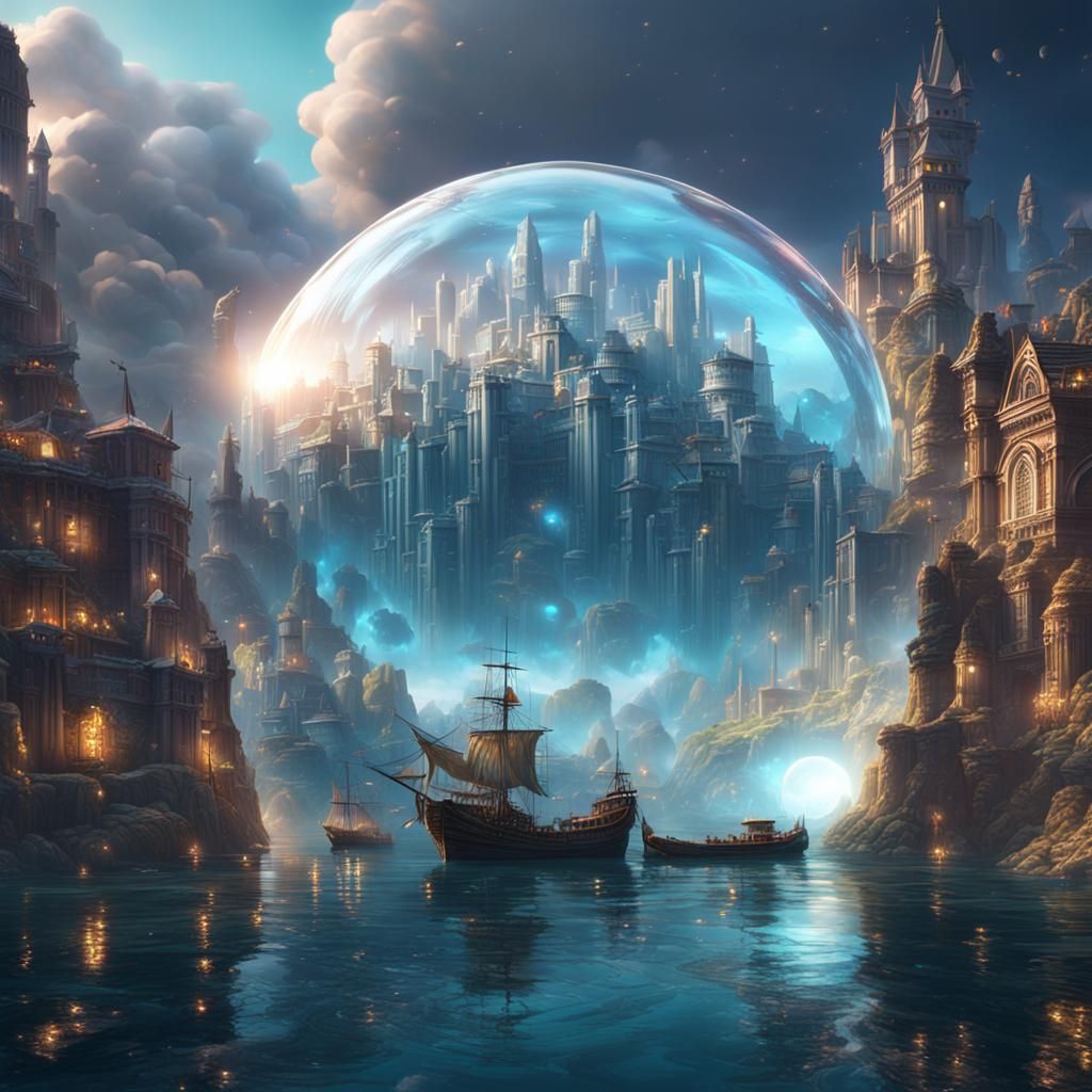 City in Crystal Bubble: Fantastical Matte Painting