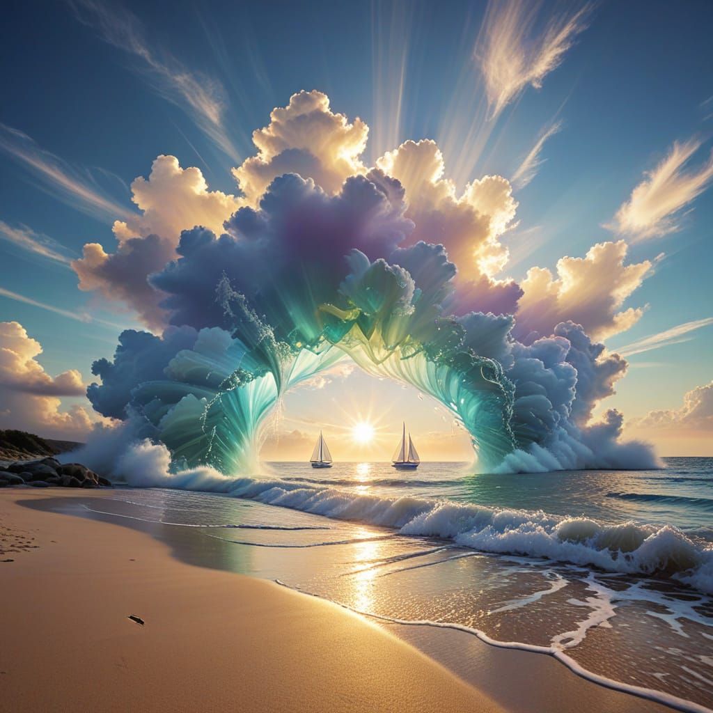 Celestial Portal Ascends from Heavenly Clouds
