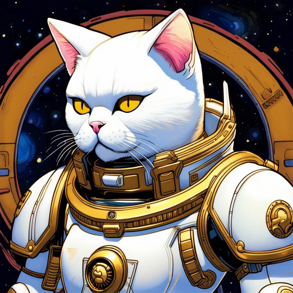 Space Marine Cat in Anime Style