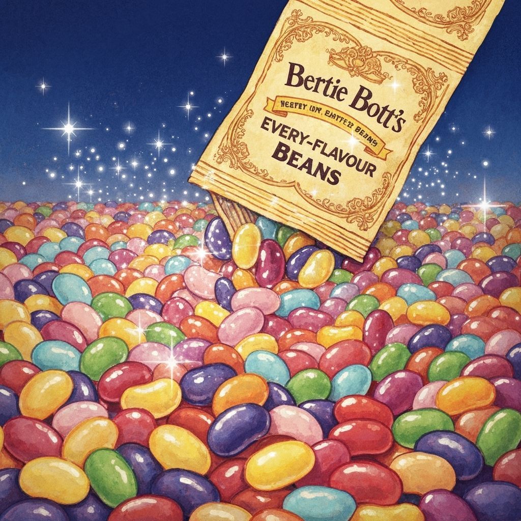 Endless Ocean of Jelly Beans with Magical Sparkles