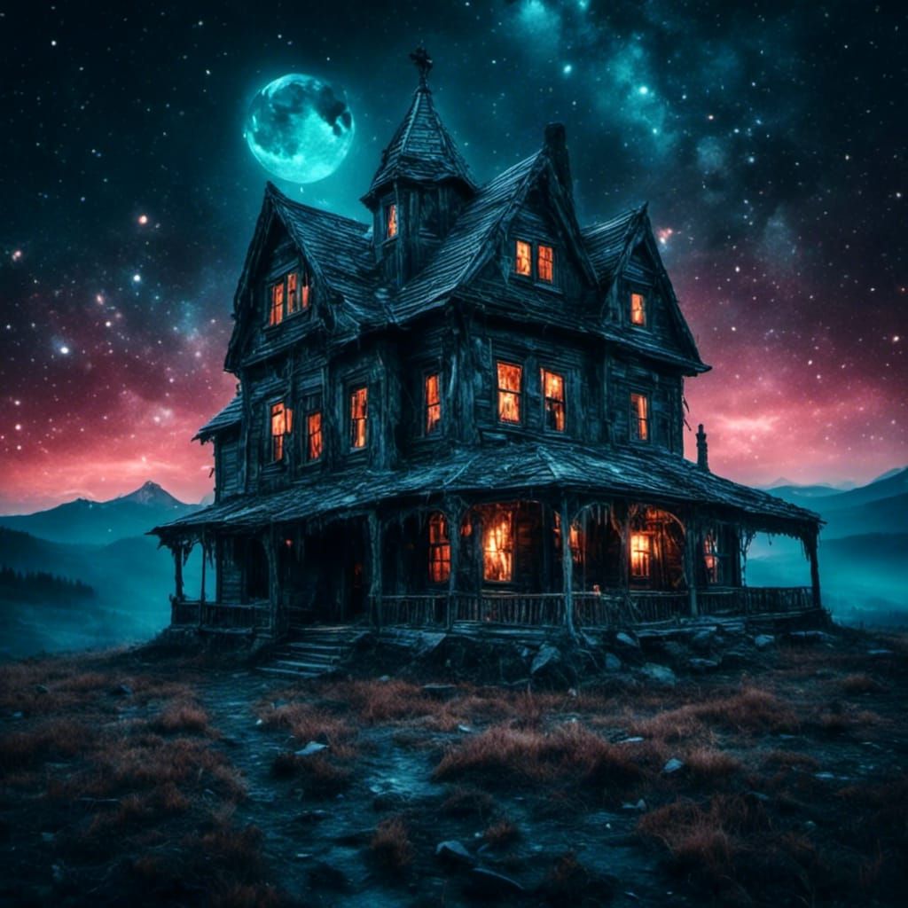 Macabre Night Hunt Scene with Dark Sparkle