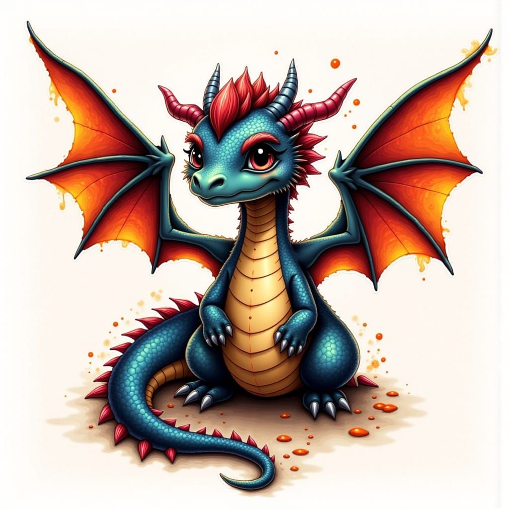 Vibrant Whimsical Dragon with Majestic Wings