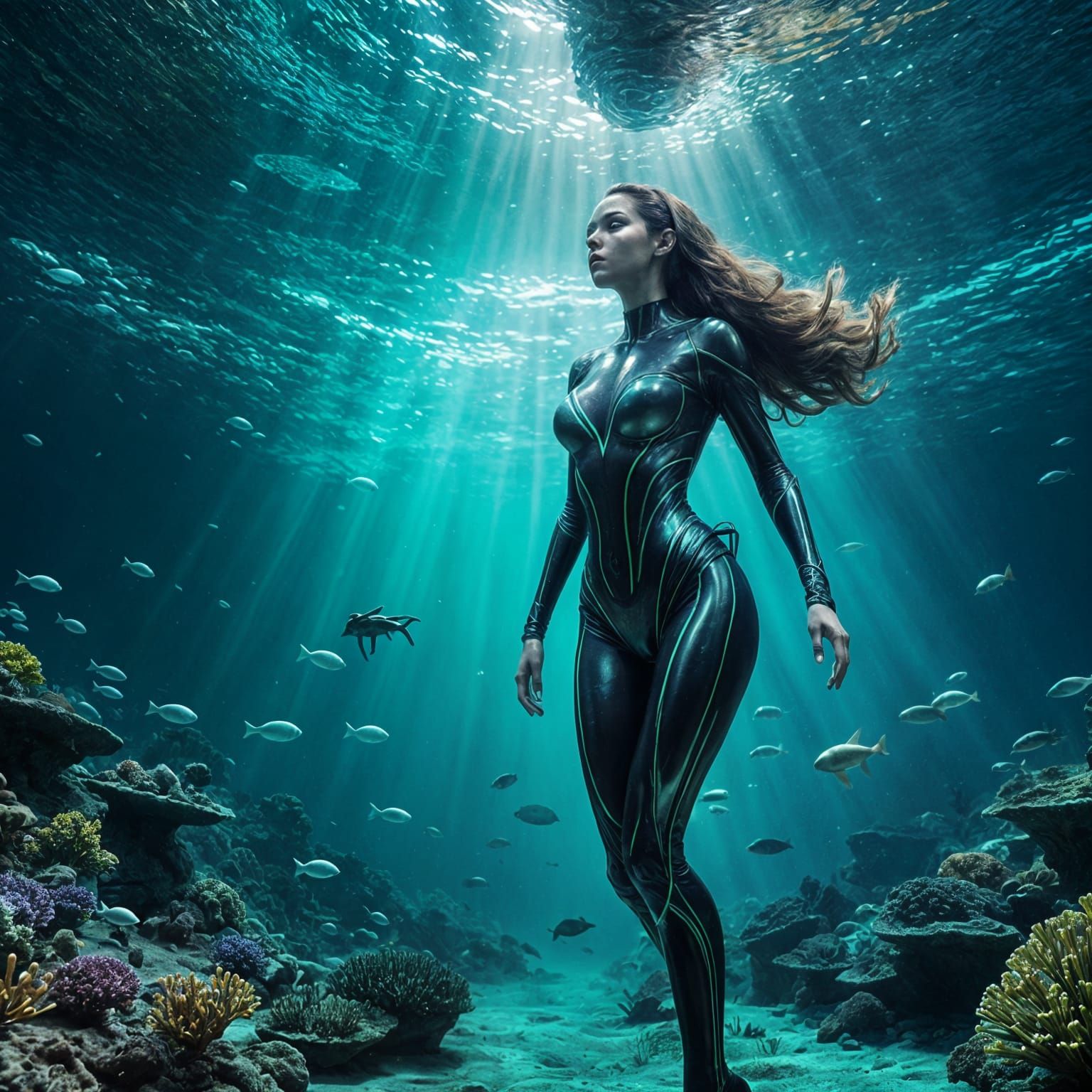 Alien Woman Underwater in 8K Resolution
