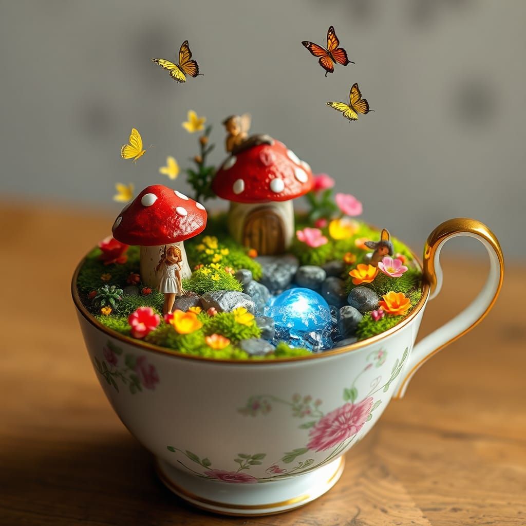 Miniature Fairy Garden in Teacup