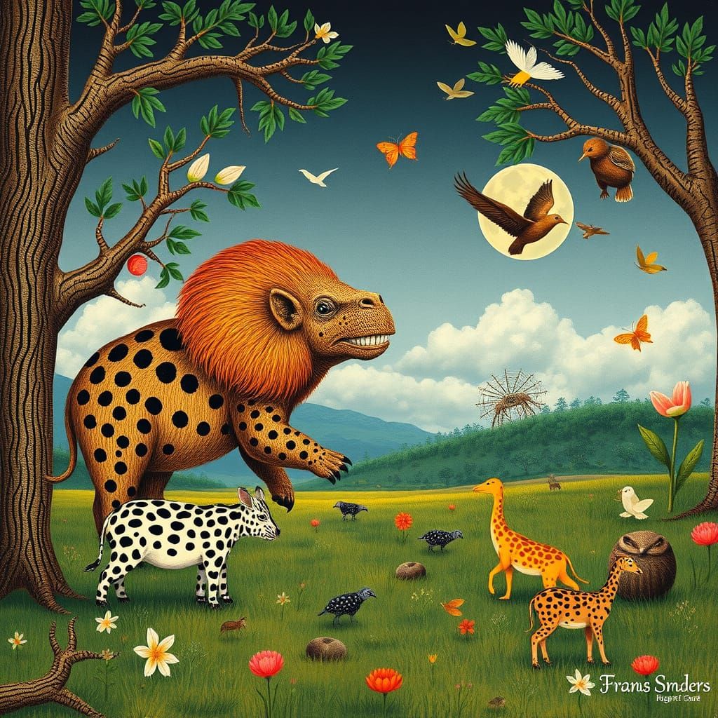 Cute Animals Gathering Inspired by Snyders and Rousseau