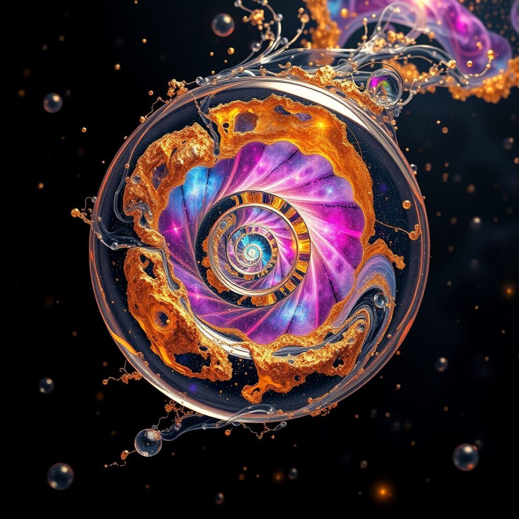 Cosmic Life Birth in Liquid Sculpture