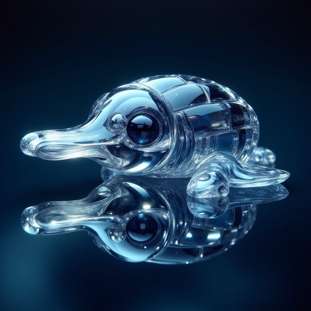 Cybernetic Platypus in Bioluminescent Lagoon