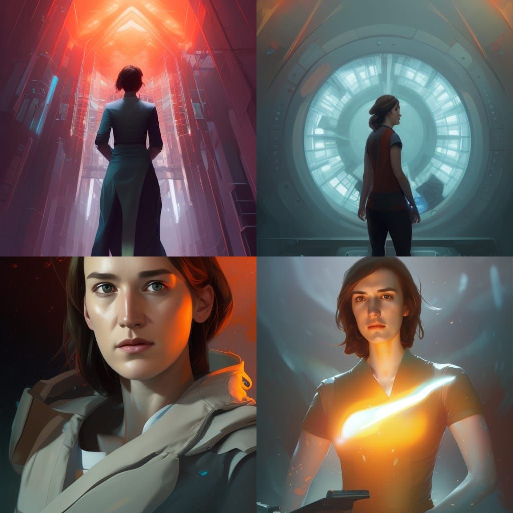 Jemma Simmons Concept Art in Orange and Teal