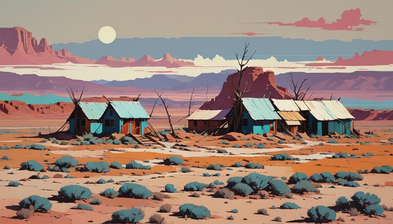 Psychedelic Native American Landscape by Victor Mosquera