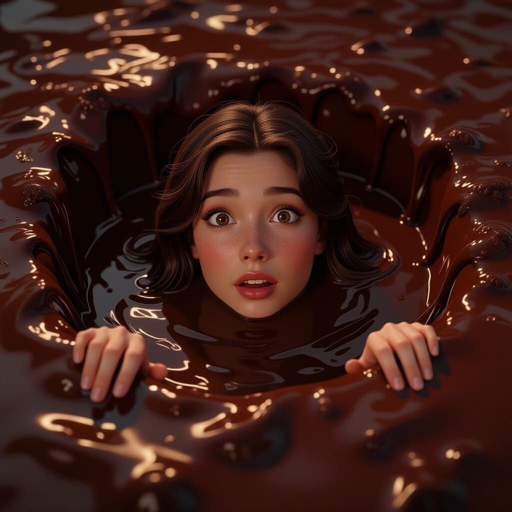 Girl Sinks Into Chocolate Pit in Fantastical Matte Painting ...