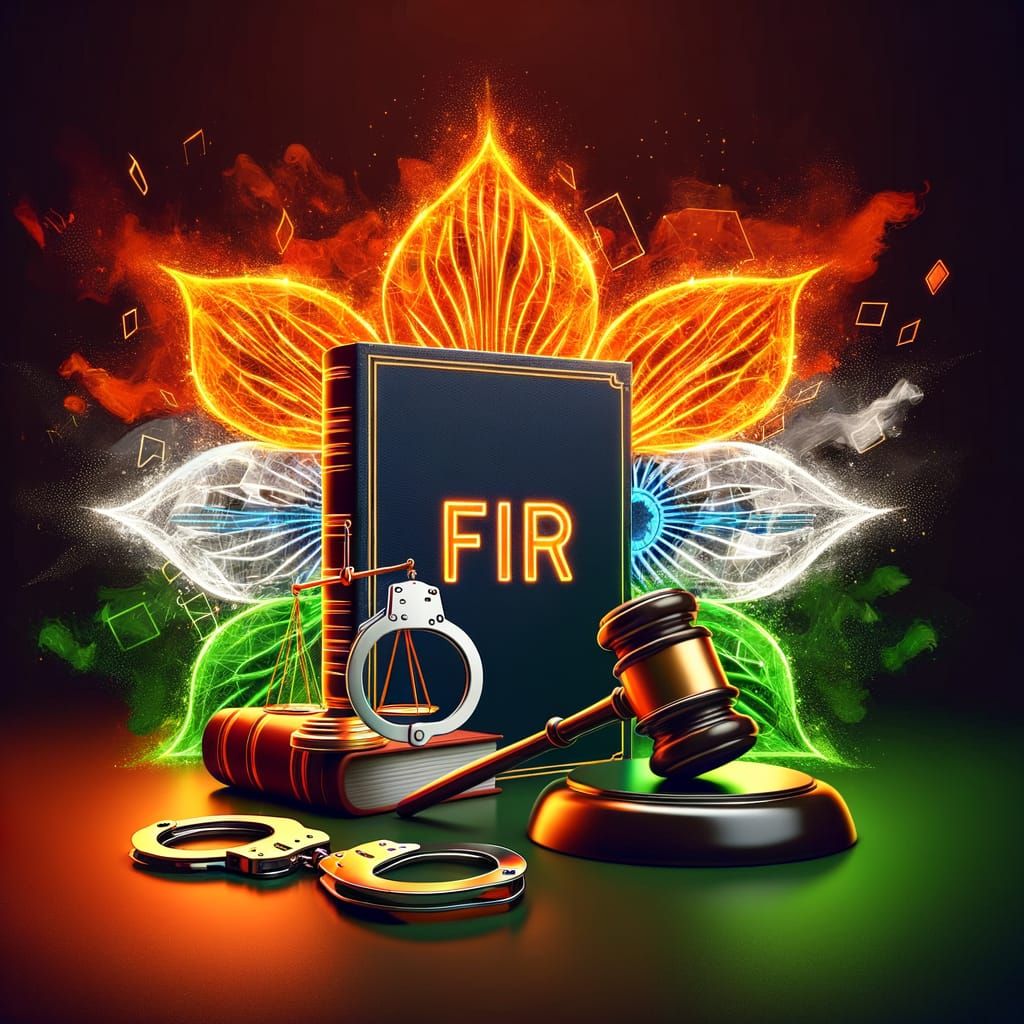 Illuminated FIR Over Gavel with Indian Flag
