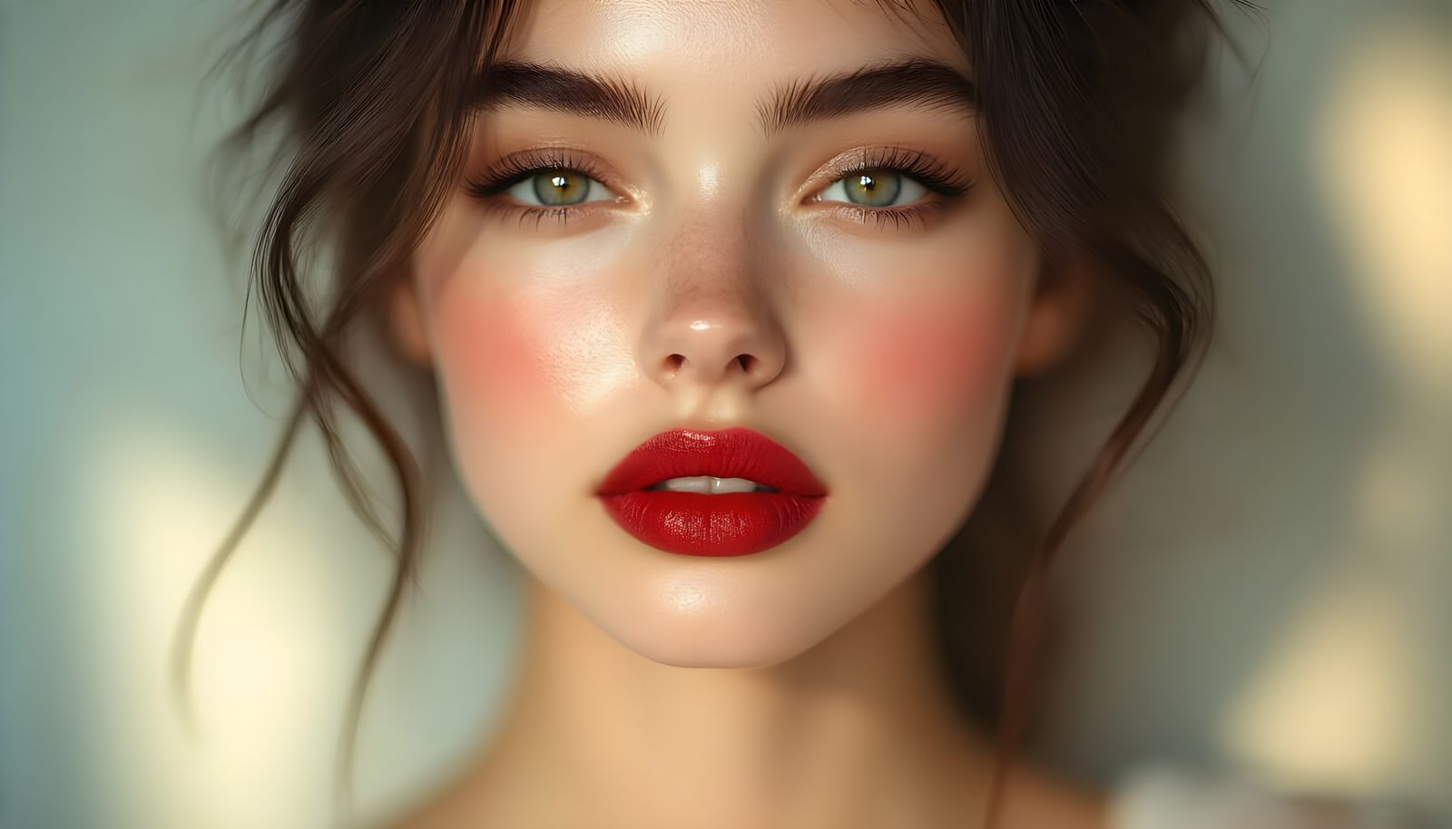 Close-up of Lips with Red Lipstick in Photorealistic Style
