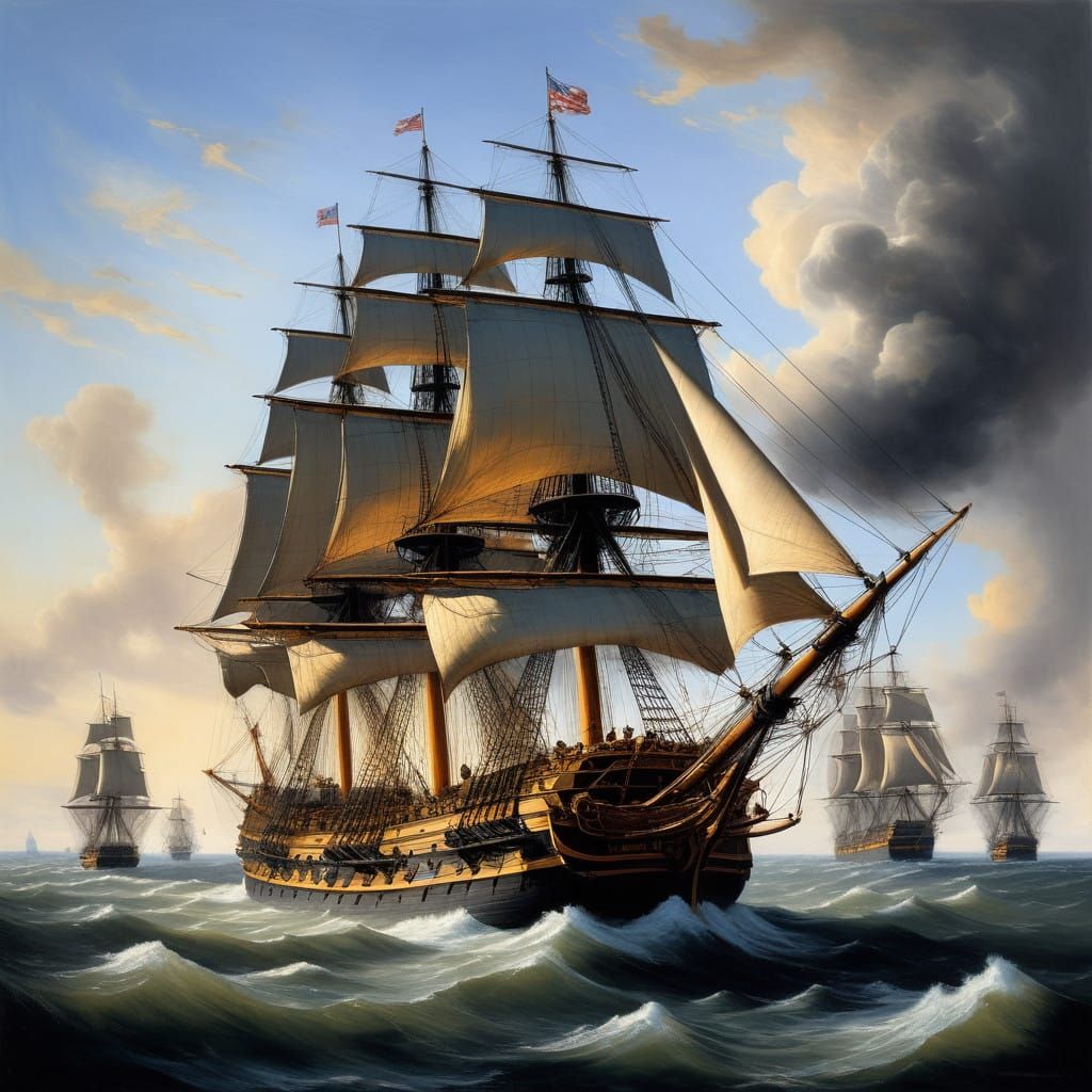 Napoleonic Era Naval Battle at Dawn