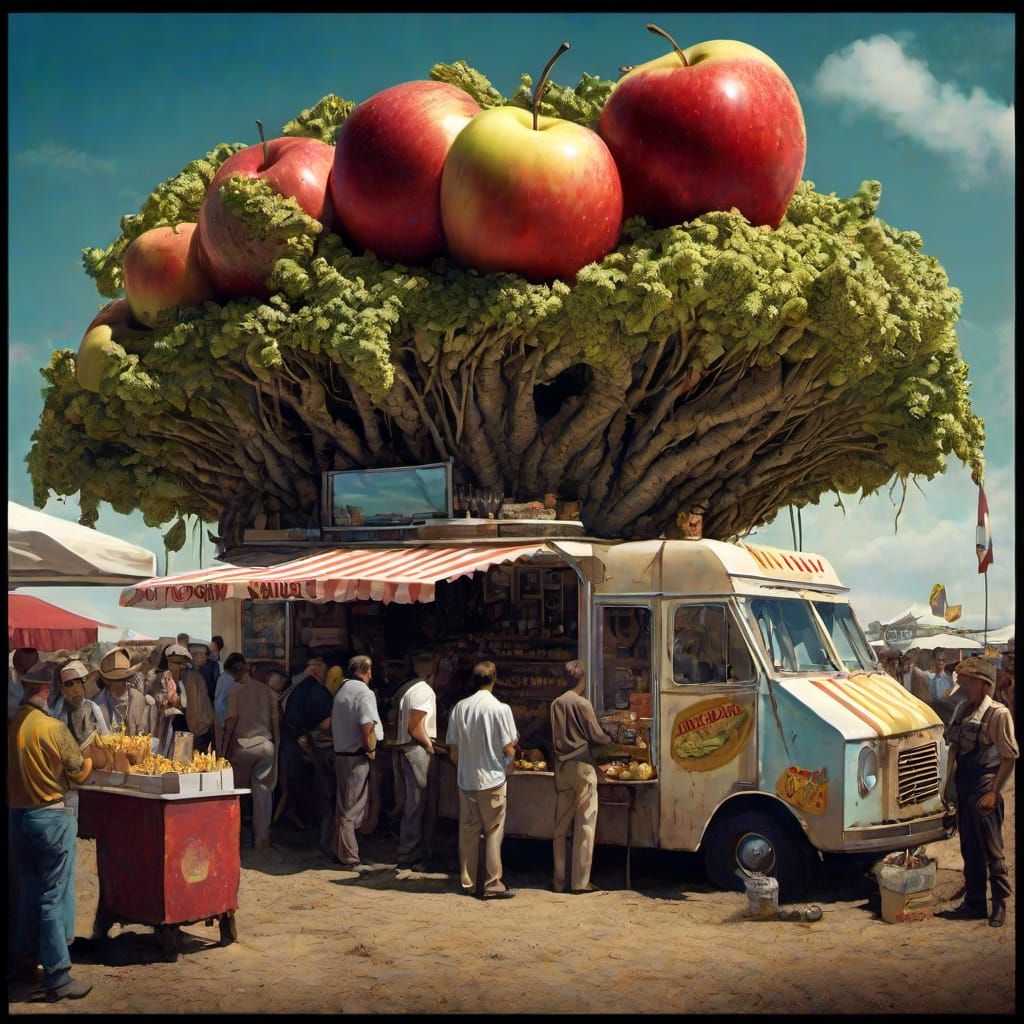 Robotic Food Truck in Post-Apocalyptic Cityscape