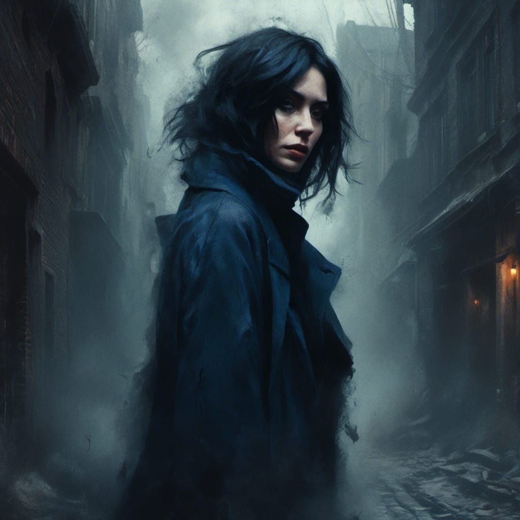 Sinister Woman in Alleyway: Macabre Portrait