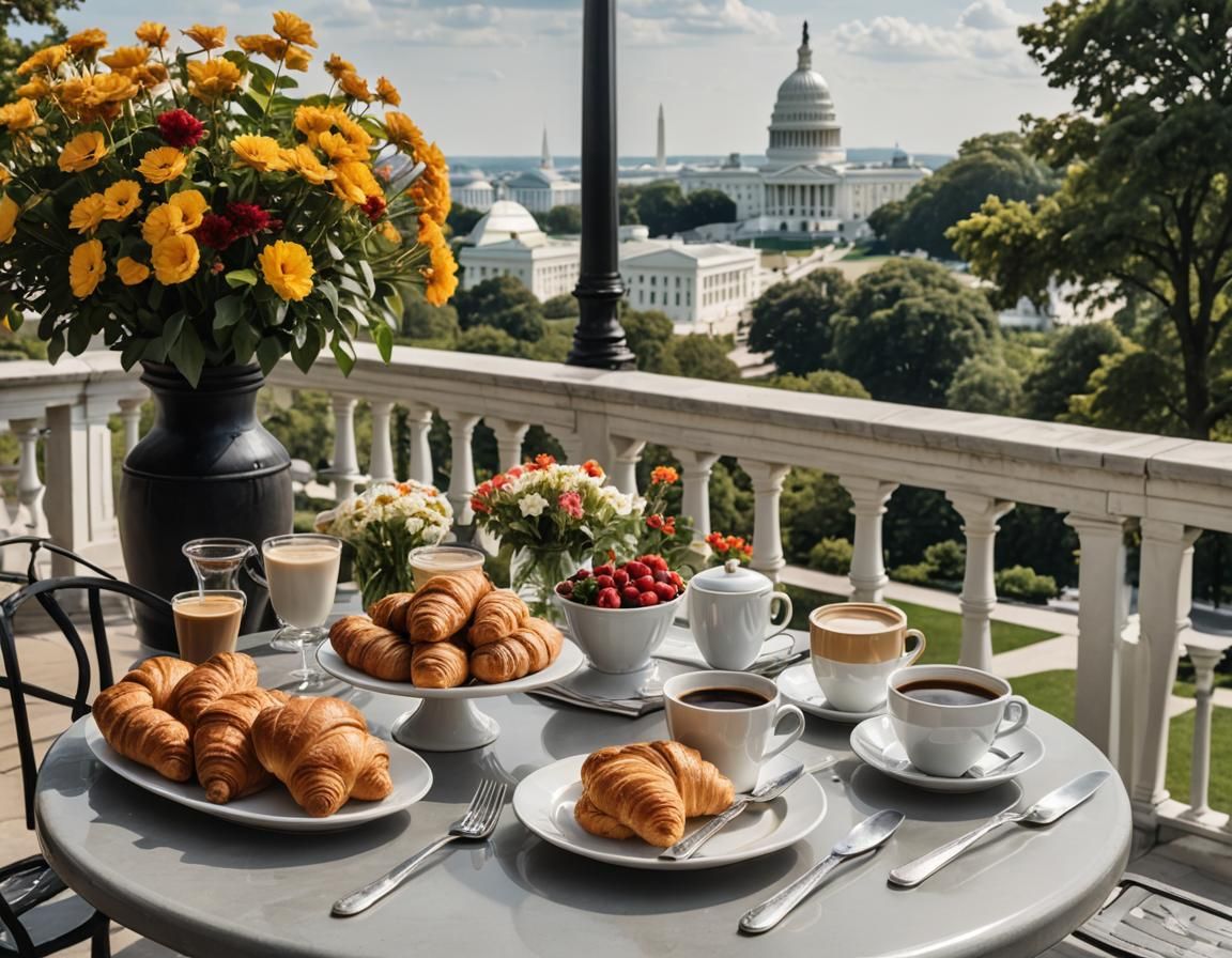Terrace Breakfast with DC Landmarks in Autumn