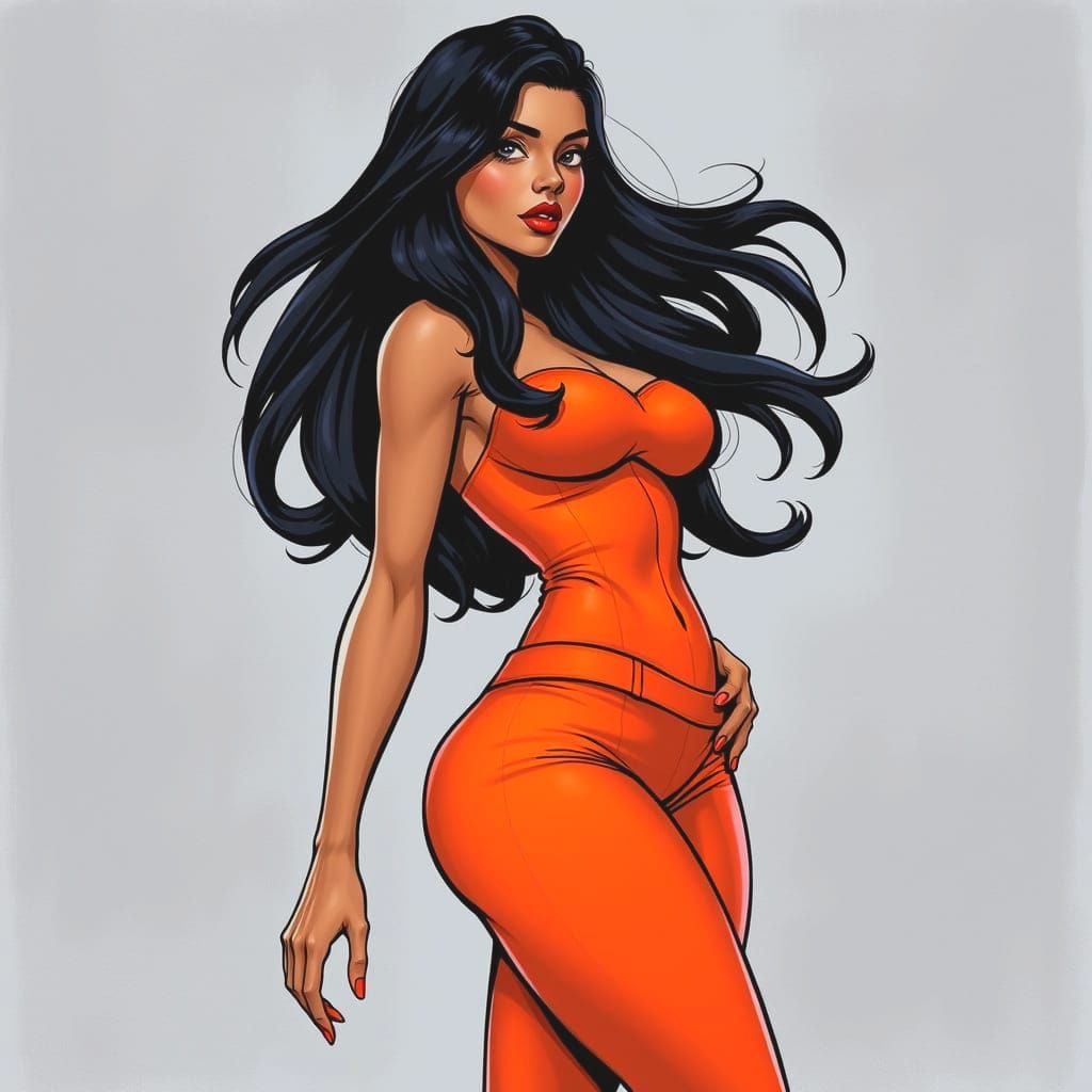 Latina Goddess in Comic Book Art Style