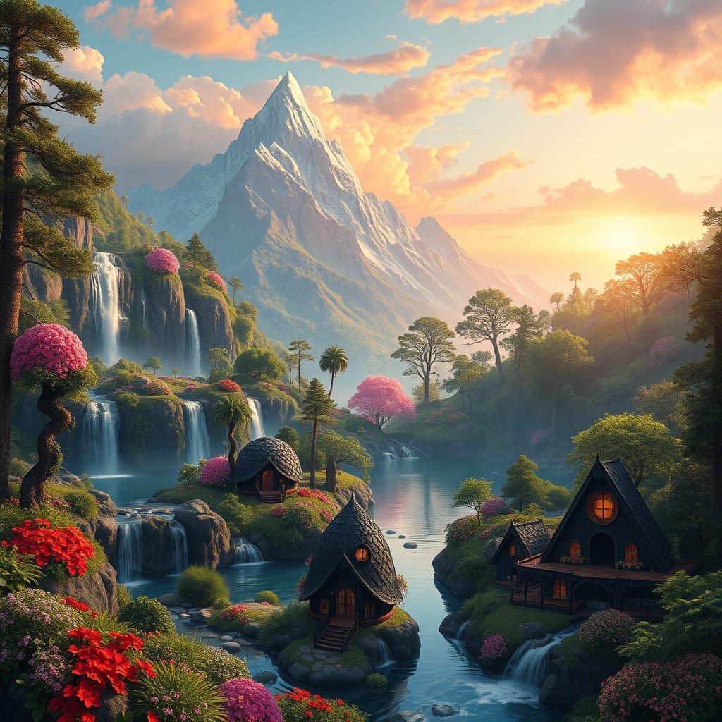 Crystal Mountains Meet Futuristic Wonders in a Photorealisti...