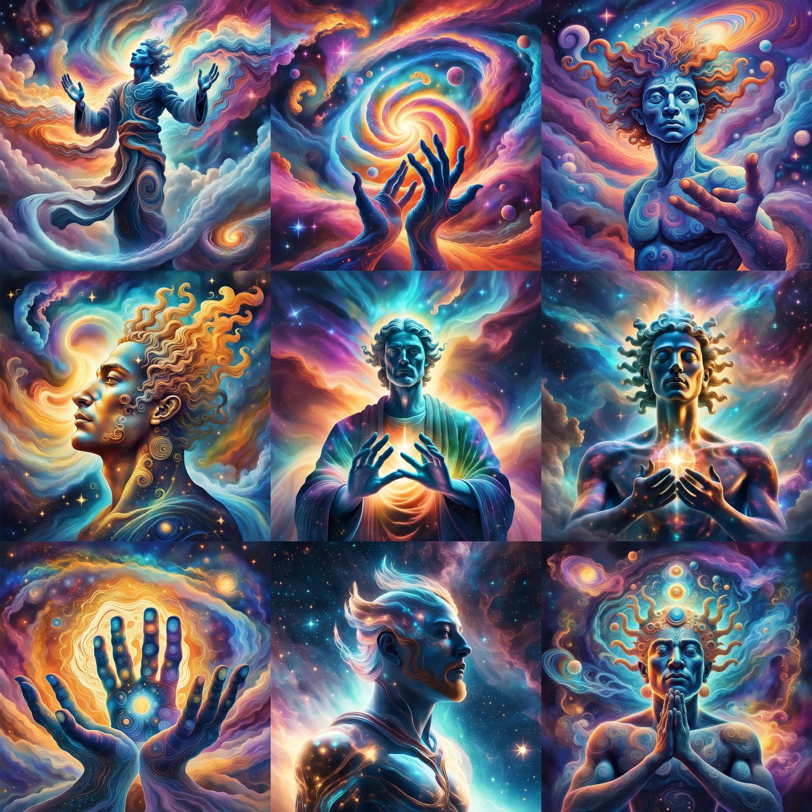 Cosmic God Shaping Universe in Astral Illustration