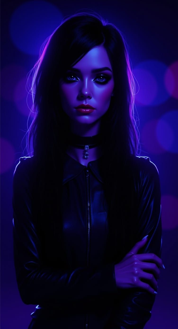 Emo Girl Portrait With Dramatic Lighting