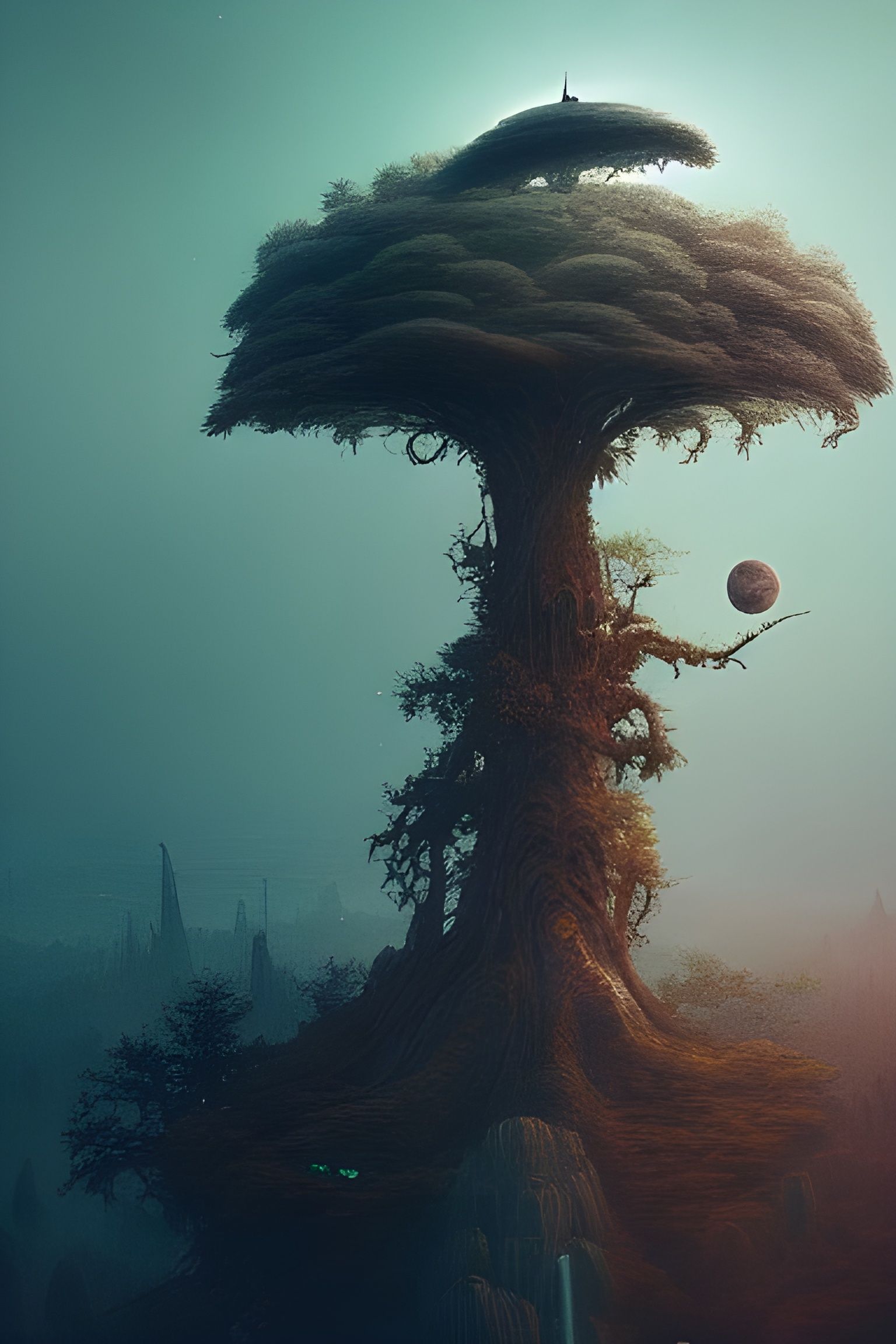 Tree grows on Phoebe (view of Titan)